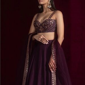 Luxurious Deep Purple Lehenga Skirt Set